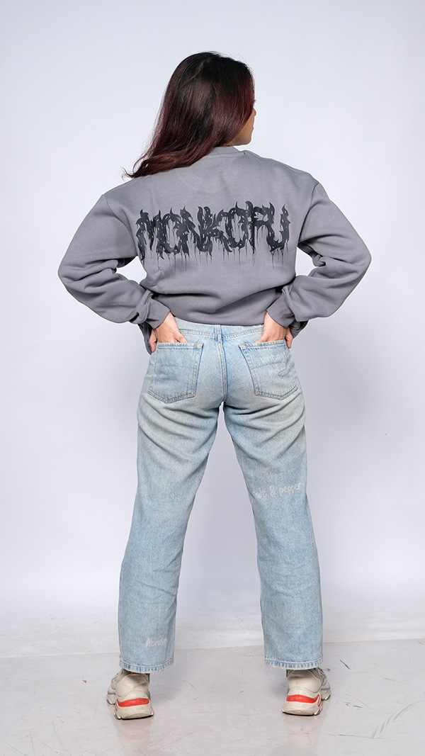 Grey Unisex Oversized Sweatshirt - Monkofu -