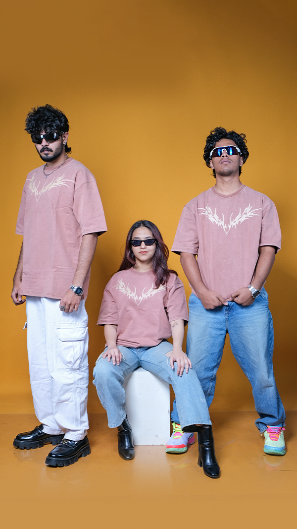 Rust Acid wash Unisex Oversized T-Shirt - Monkofu -