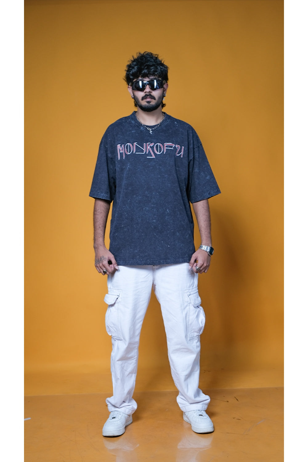 Black Acid wash Phoenix Unisex Oversized T-Shirt