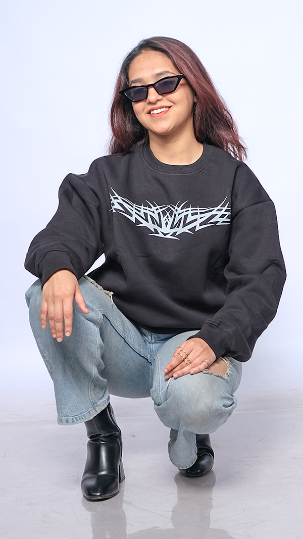 Black Unisex Oversized Sweatshirt - Monkofu -