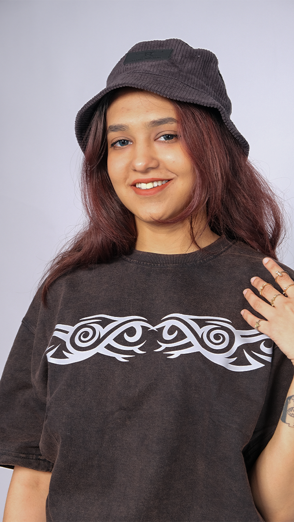 Brown acid wash Unisex Oversized T-Shirt - Monkofu -