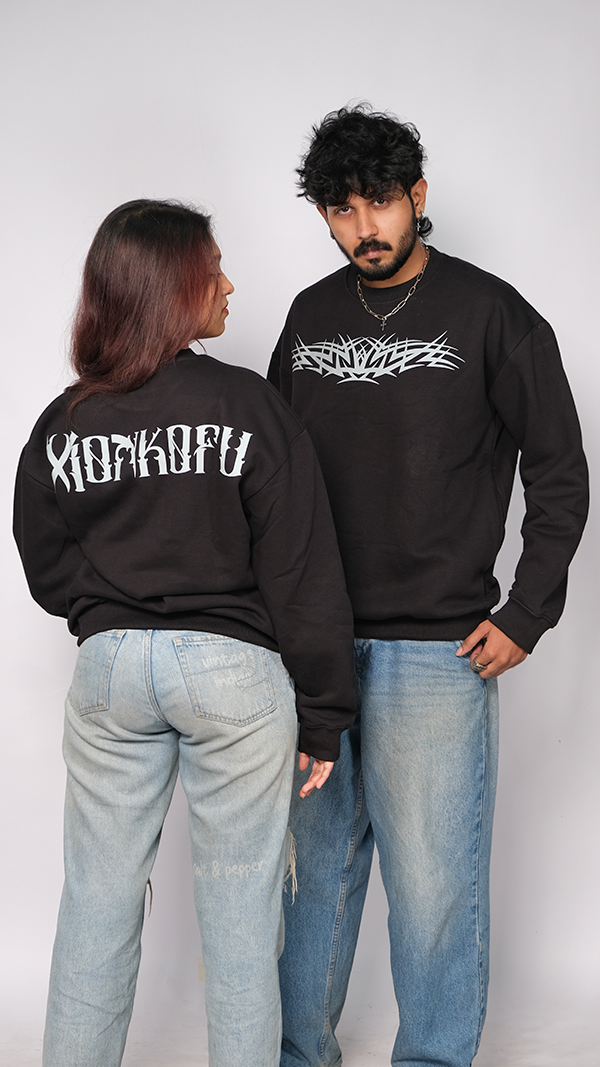 Black Unisex Oversized Sweatshirt - Monkofu -