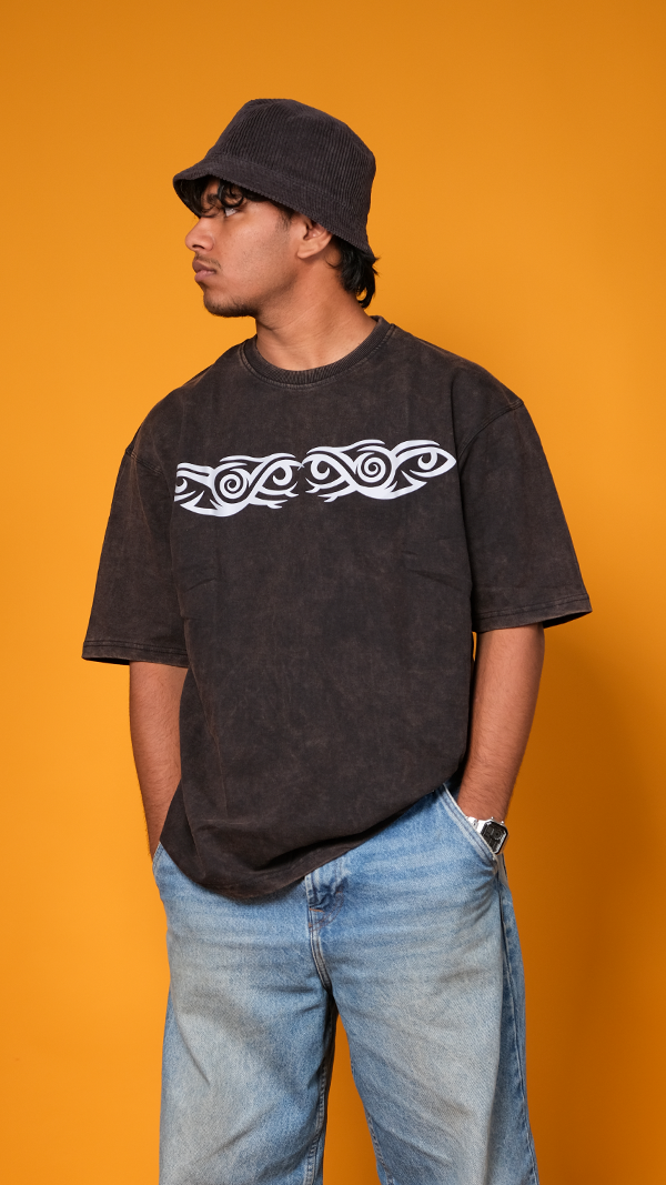 Brown acid wash Unisex Oversized T-Shirt - Monkofu -