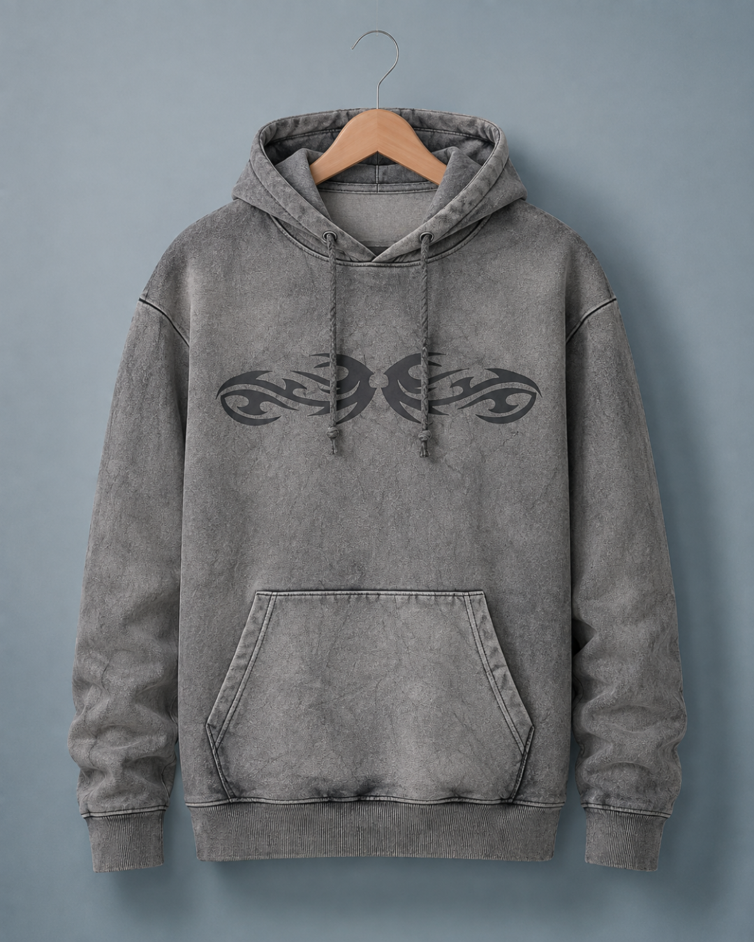 Grey Acid Wash Oversized Hoodie
