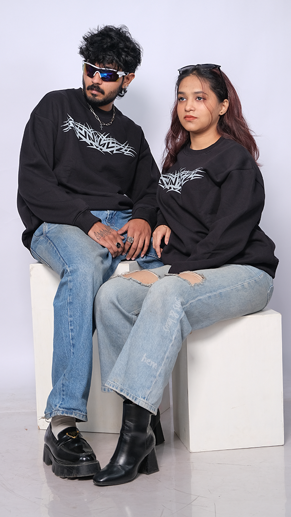 Black Unisex Oversized Sweatshirt - Monkofu -