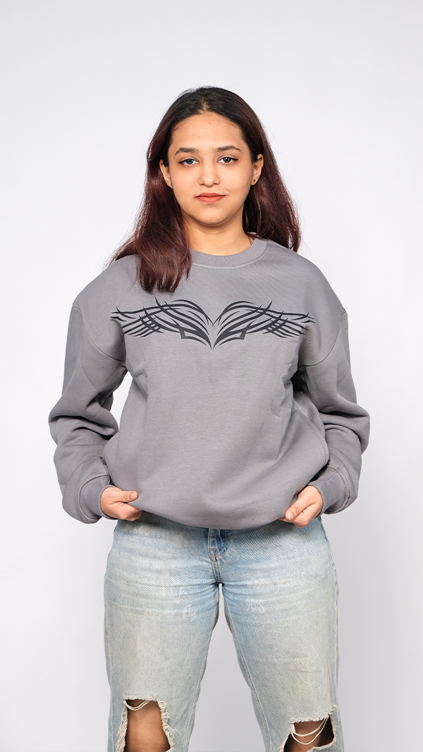 Grey Unisex Oversized Sweatshirt - Monkofu -
