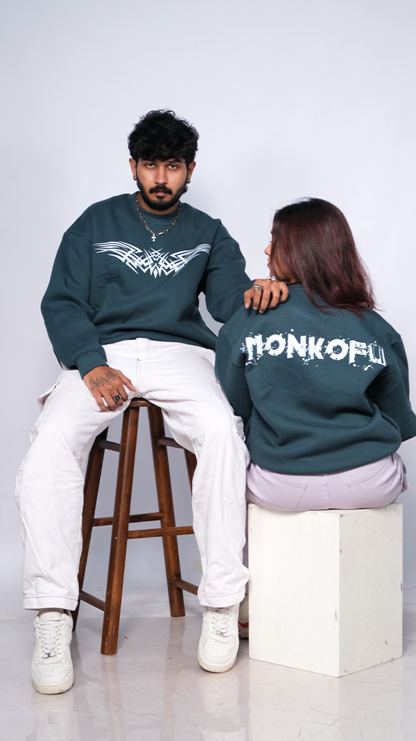 Teal Unisex Oversized Sweatshirt - Monkofu -