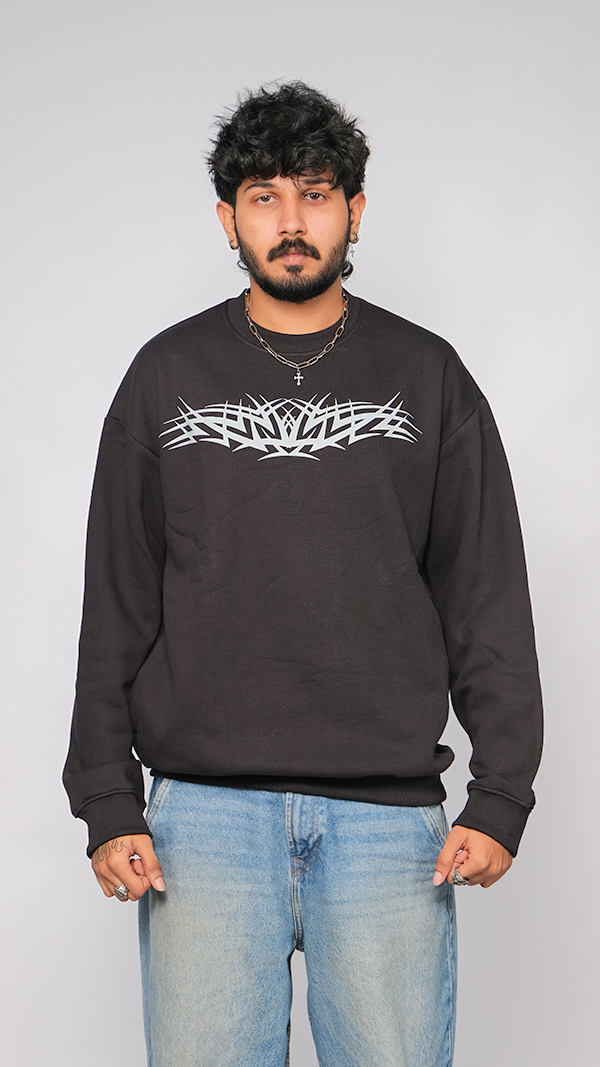 Black Unisex Oversized Sweatshirt - Monkofu -