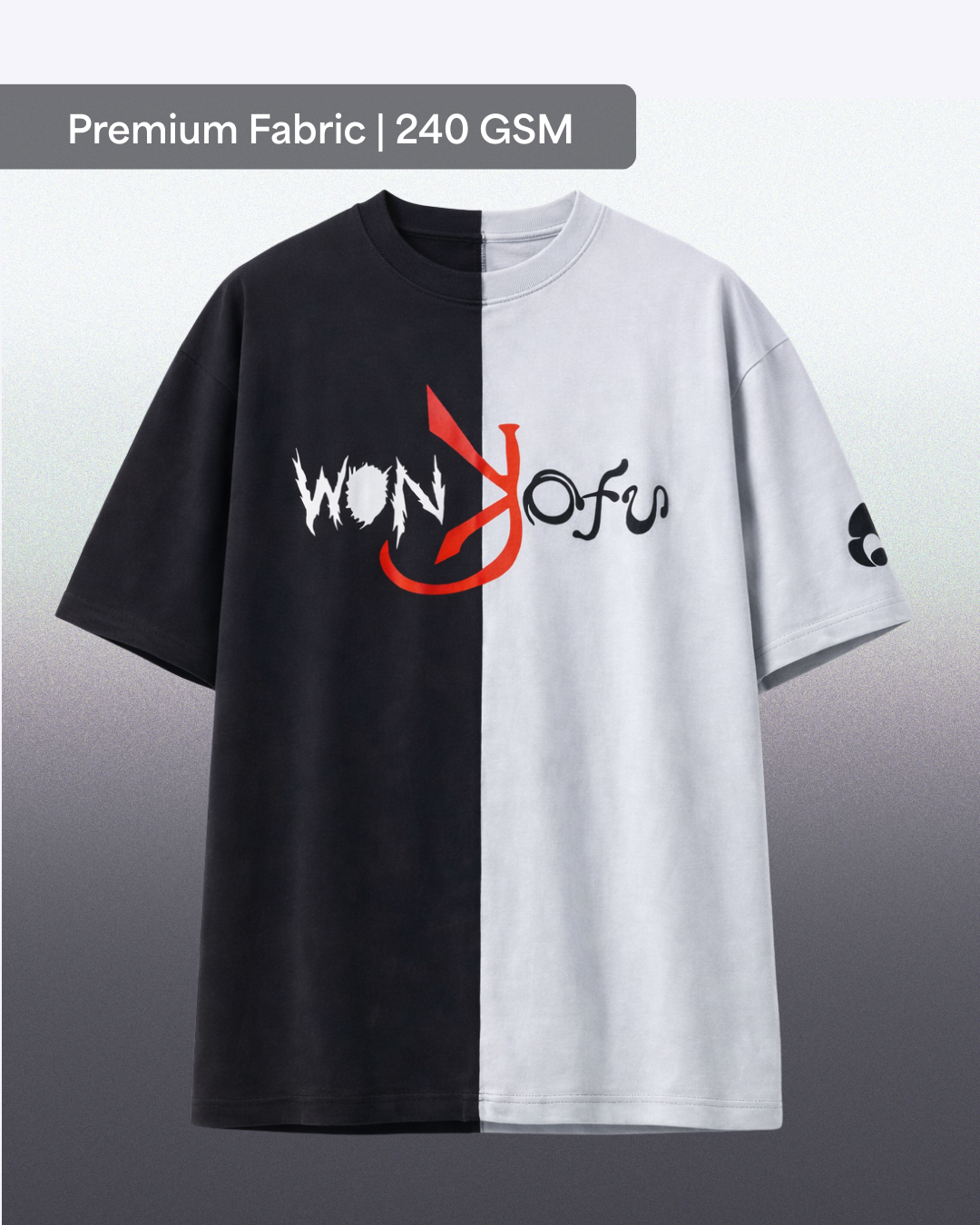 Monkofu Pastel blue & Black Duo Tone T-shirt