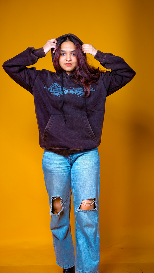 Brown Acid Wash Unisex Oversized Hoodie - Monkofu -