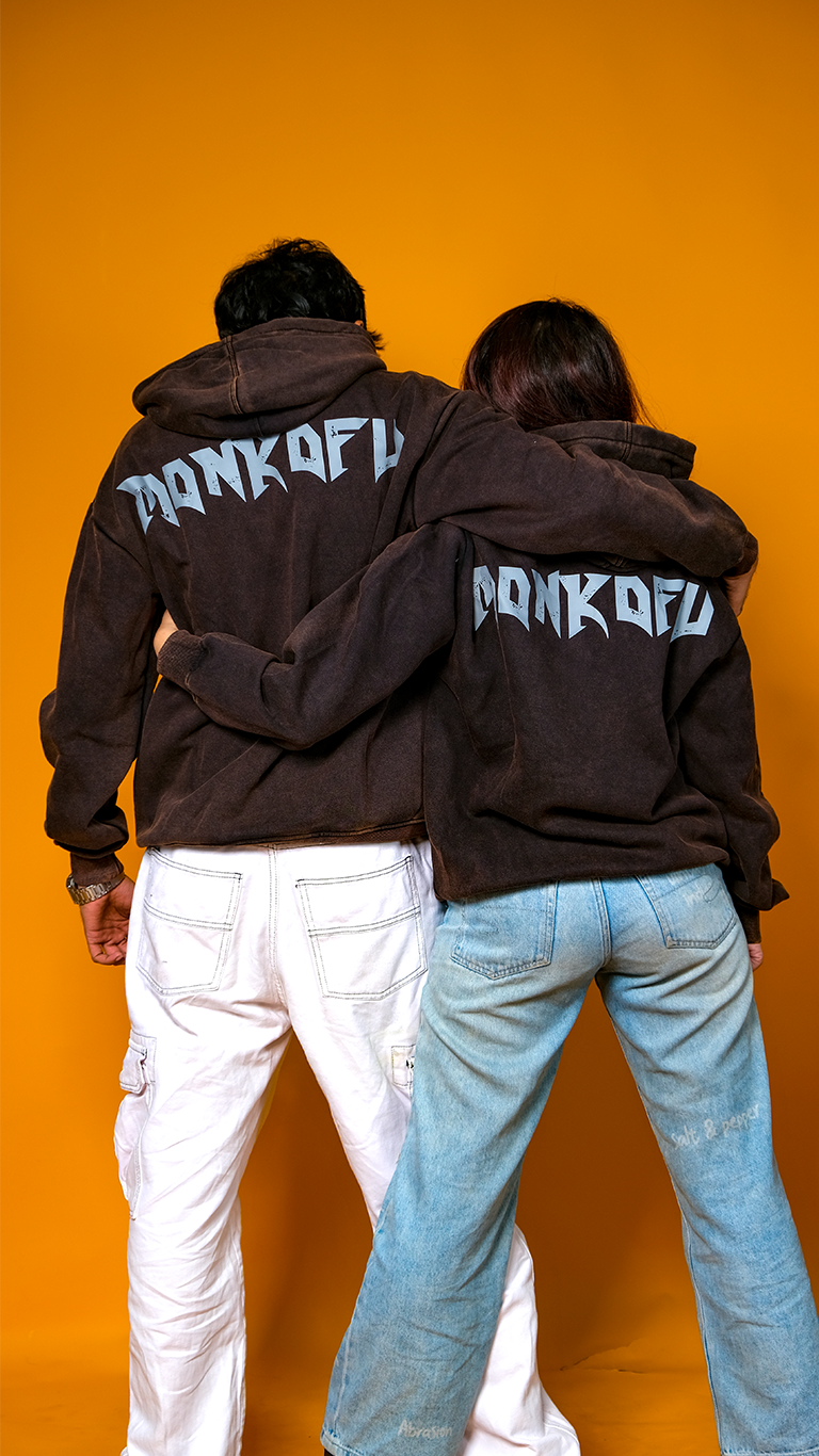 Brown Acid Wash Unisex Oversized Hoodie - Monkofu -
