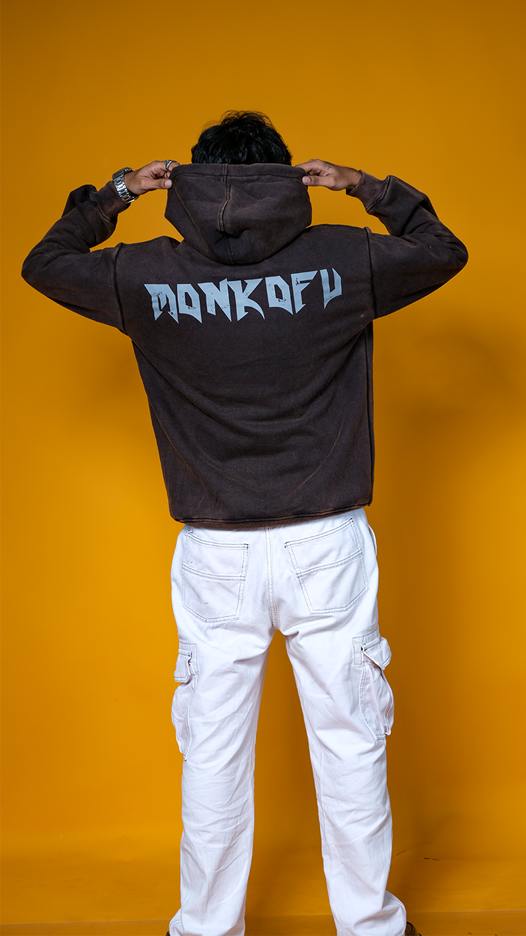 Brown Acid Wash Unisex Oversized Hoodie - Monkofu -