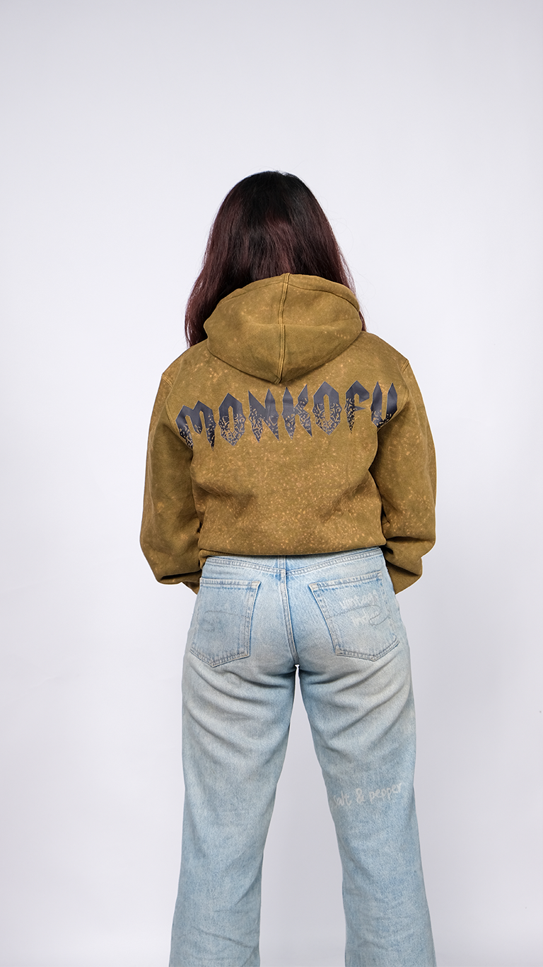 Olive Acid Wash Unisex Oversized Hoodie - Monkofu -