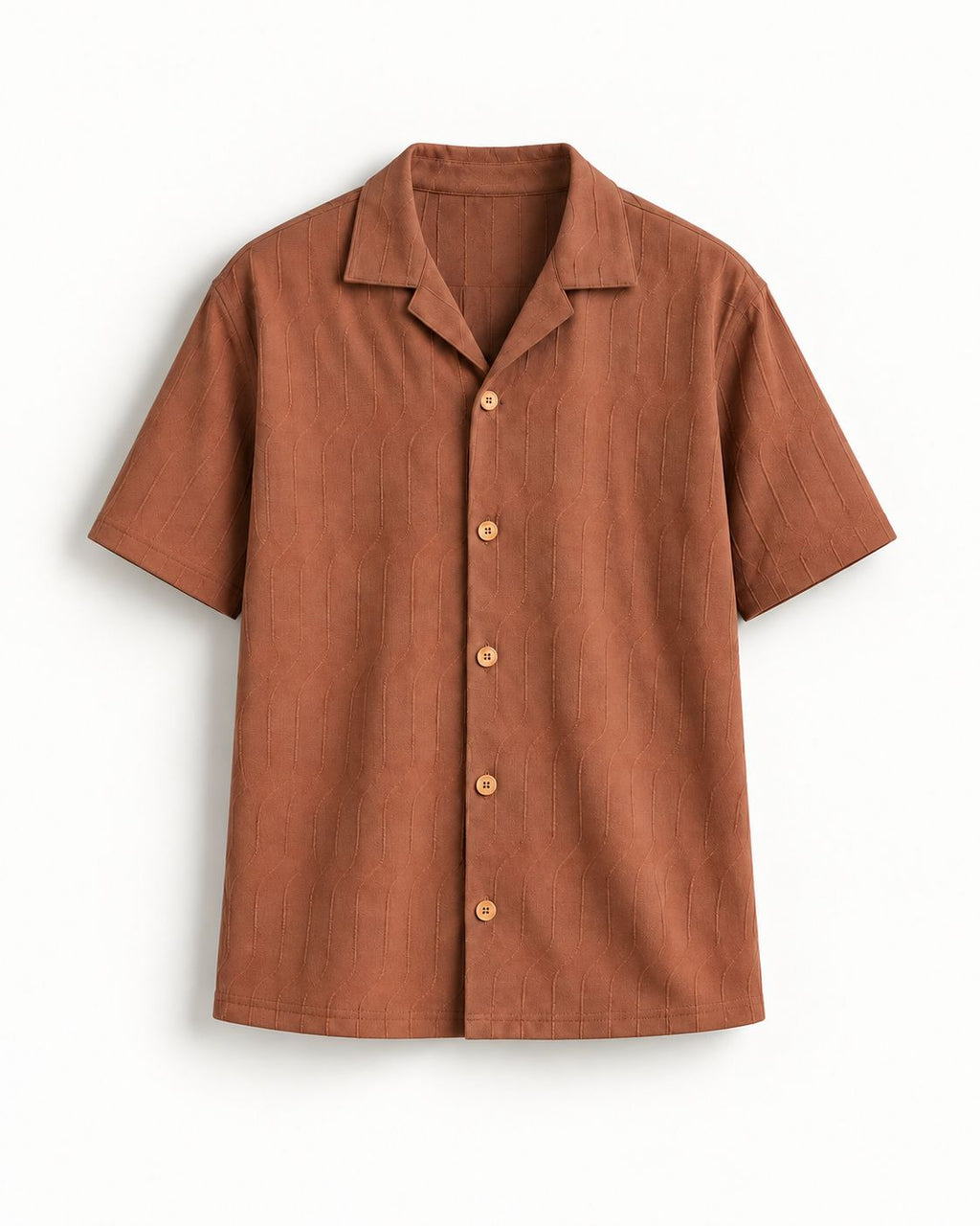 Monkofu Brown Jacquard Bowling Shirt