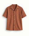 Monkofu Brown Jacquard Bowling Shirt