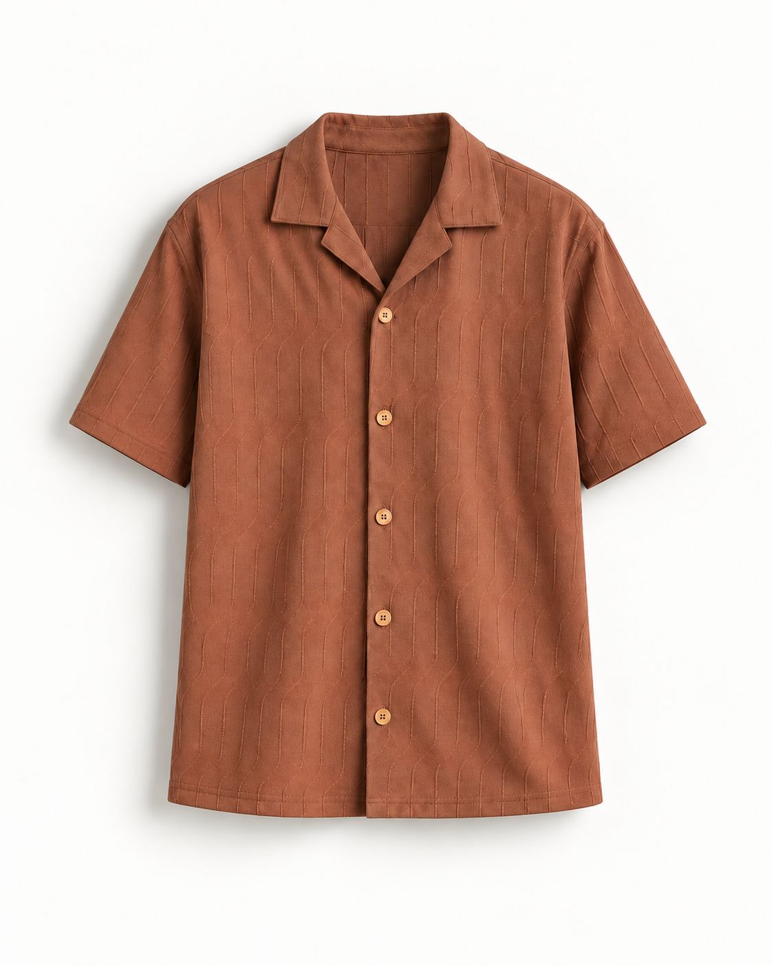Monkofu Brown Jacquard Bowling Shirt