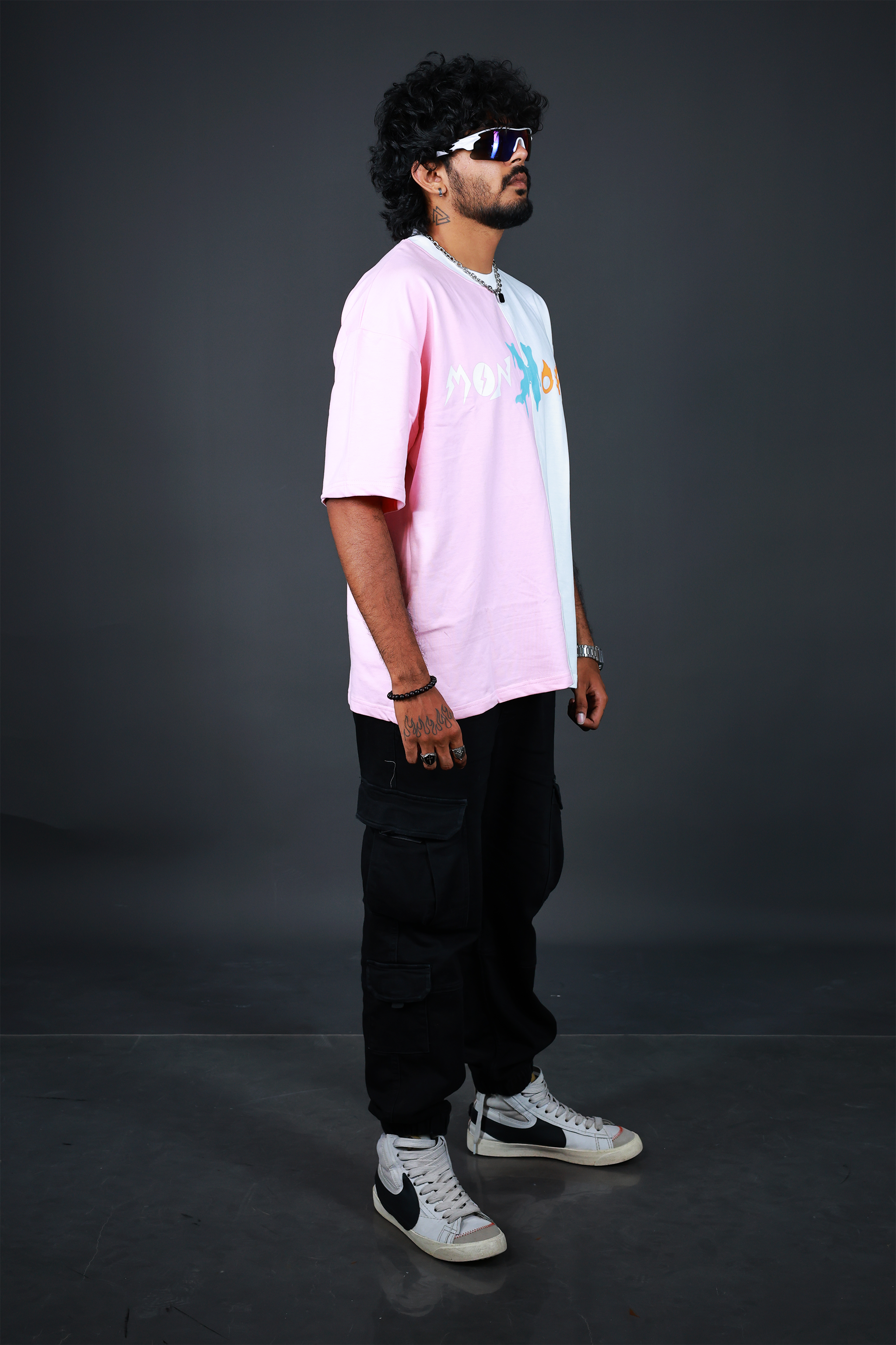 Monkofu Lt Pink & White Duo Tone T-shirt - Monkofu -
