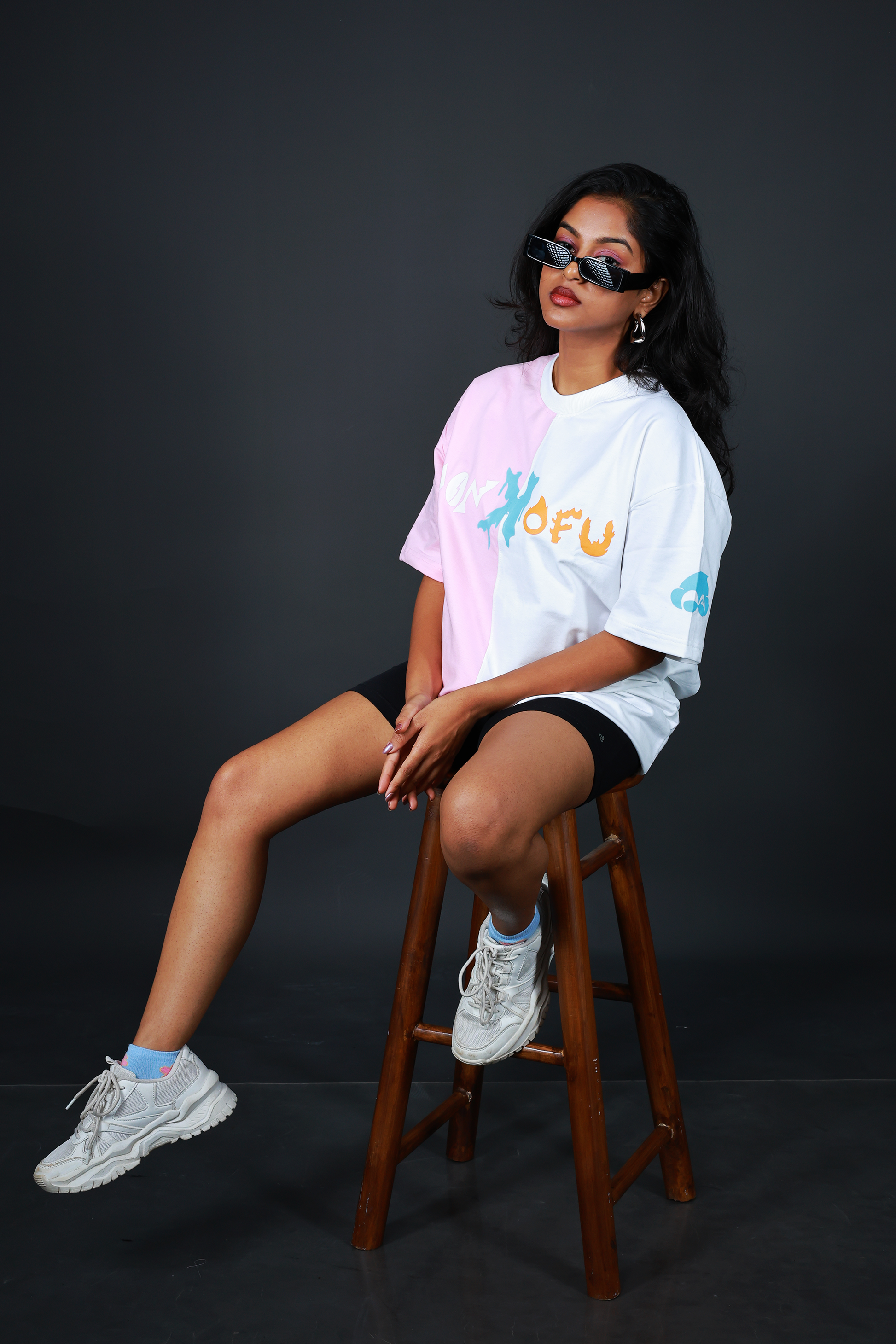 Monkofu Lt Pink & White Duo Tone T-shirt - Monkofu -