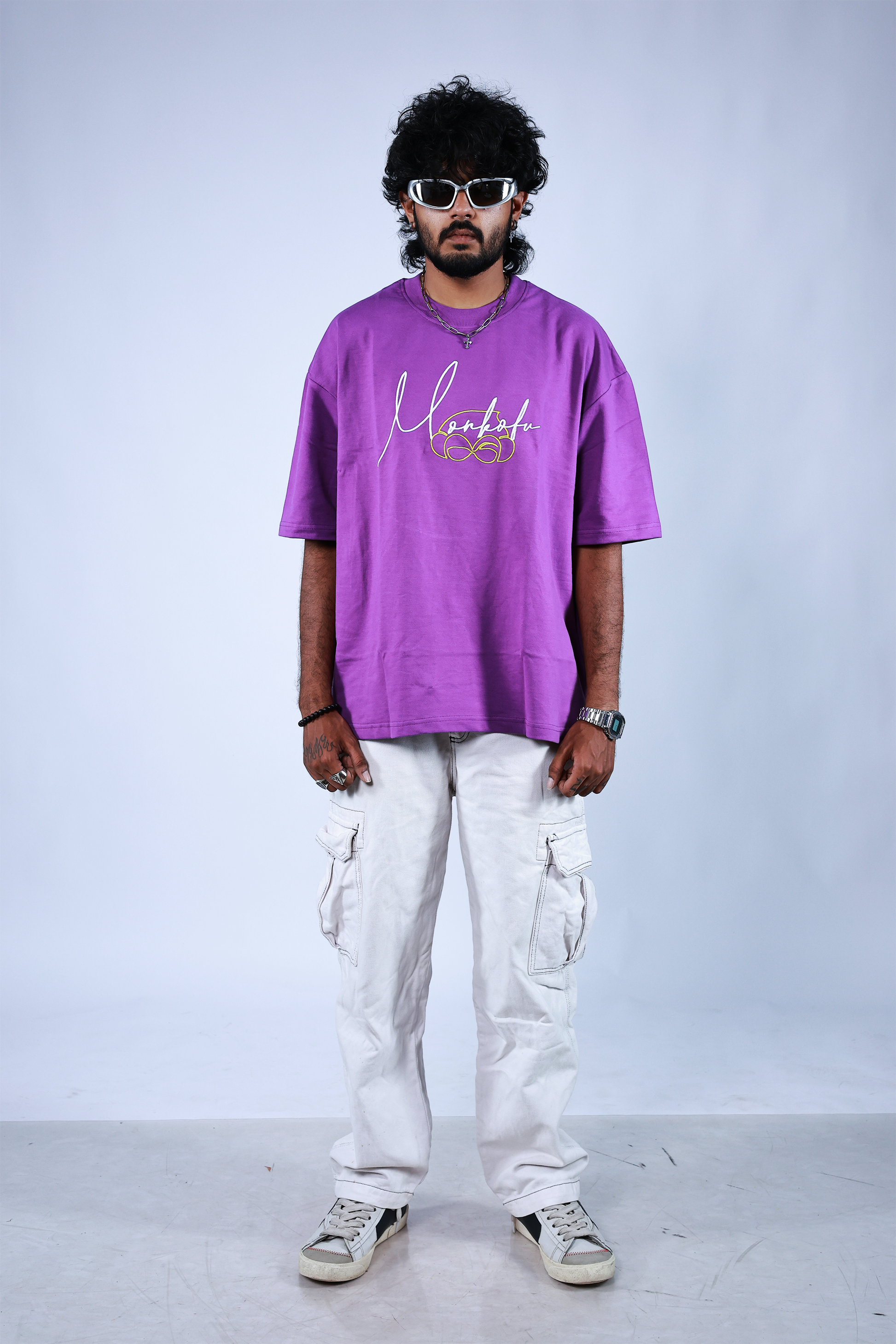 Monkofu Signature Embroidered Purple T-shirt - Monkofu -