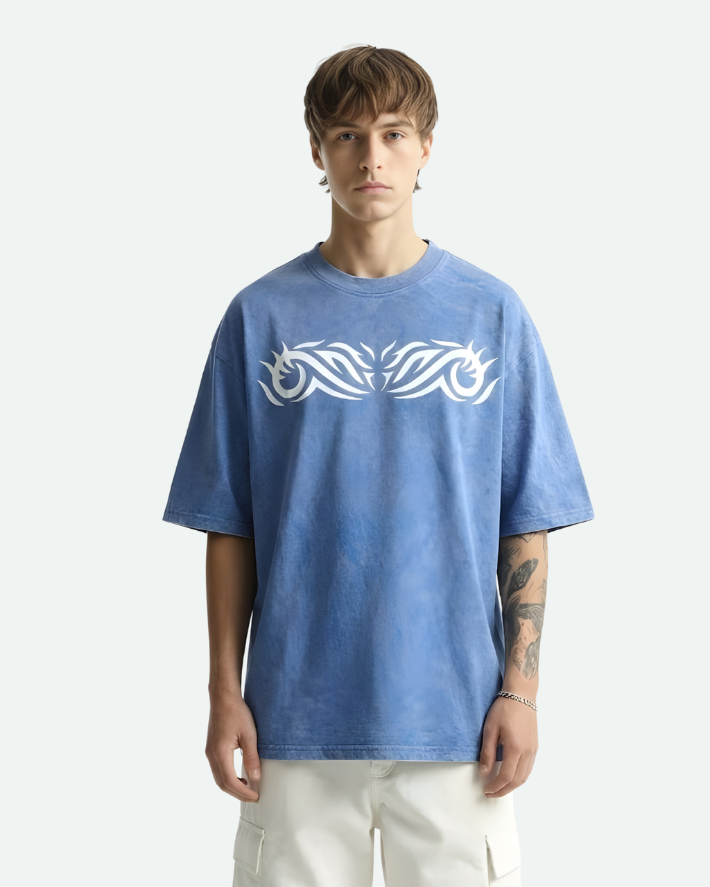 Royal blue acid wash Oversized T-Shirt
