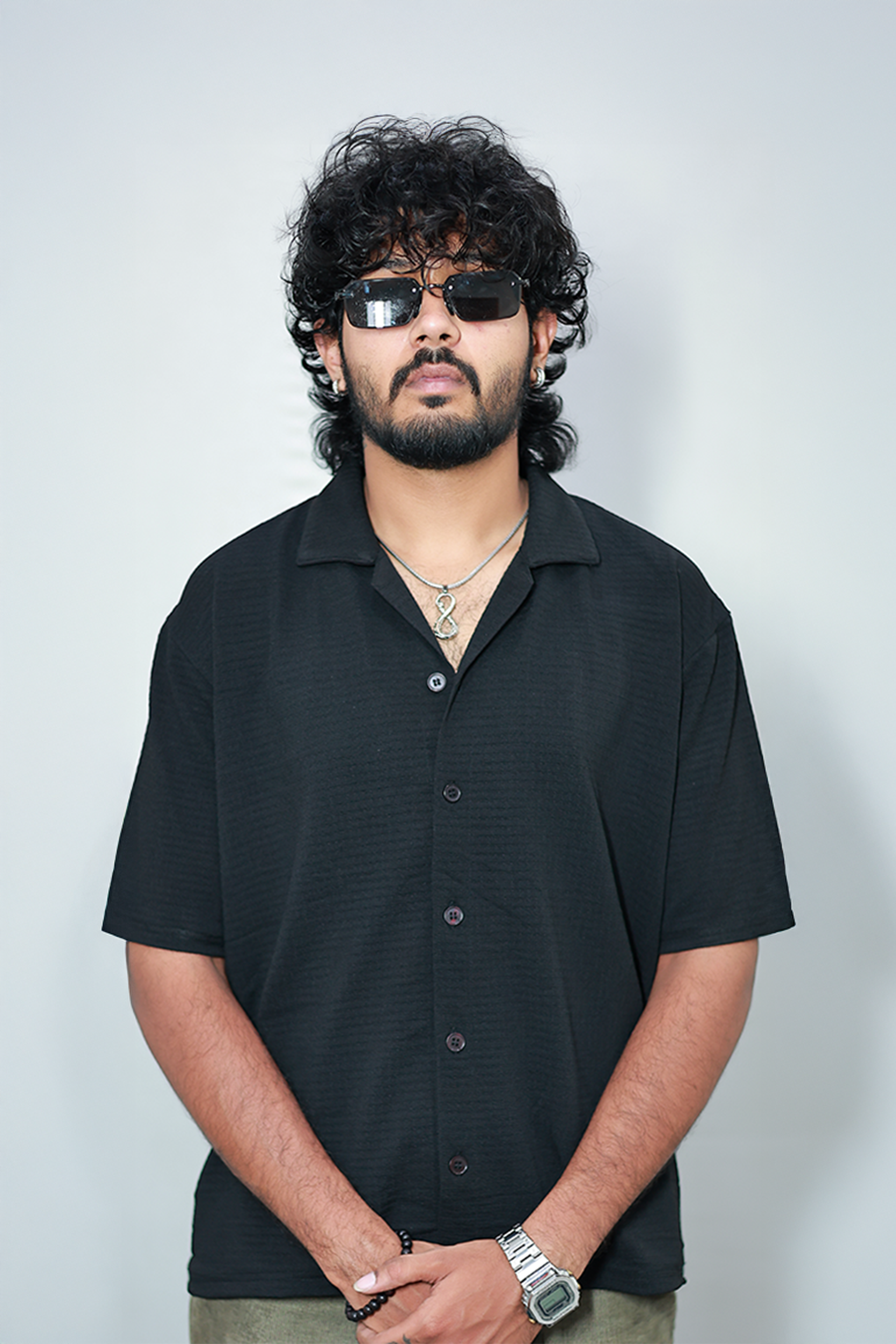 Monkofu Black Grid Bowling Shirt - Monkofu -